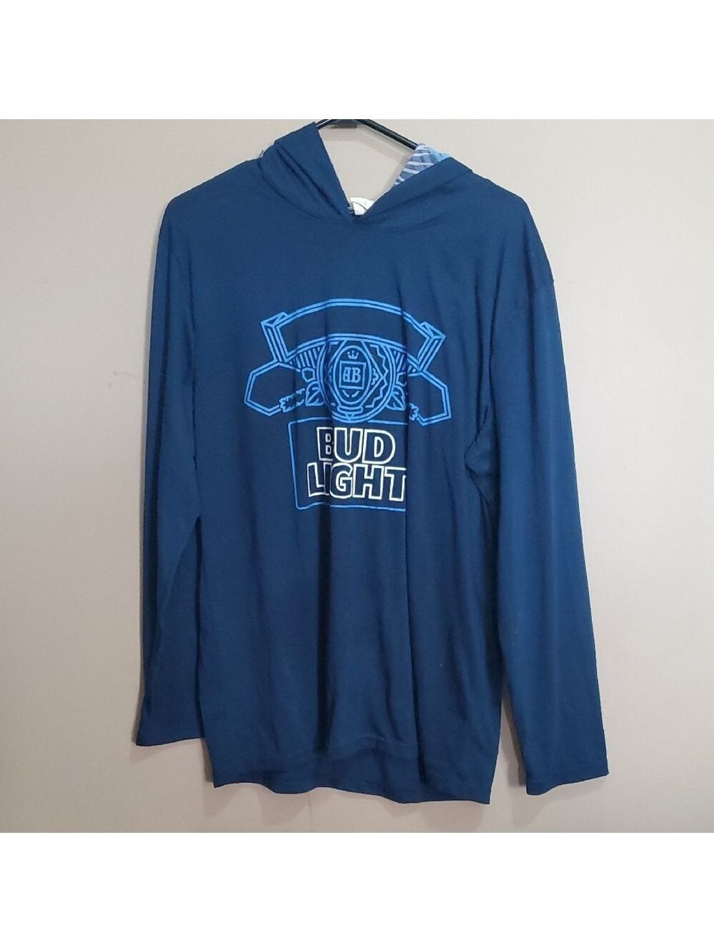 Bud Light Blue Hoodie Size Large
